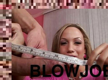 Kara Novak Measures Her Man's Dick And Can't Resist Doing A Blowjob