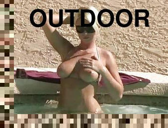 Delightful Alison Angel Tans Outdoors In A Solo Model Video