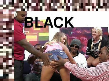 Hot Britney gets banged by five Black guys in turn
