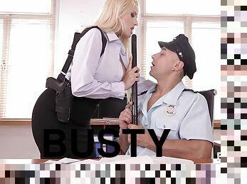Very Busty police officer Angel Wicky demands a hard sex snatch and bootie