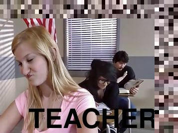 Tia Cyrus gives her teacher a blowjob in front of her classmates
