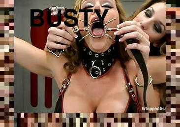 Busty blonde mom gets a great orgasm while being tortured in BDSM scene