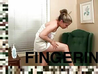 Haley Scott pleases herself with fingering after taking a shower