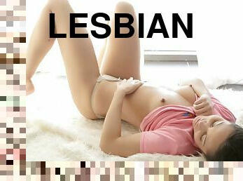 Desirable lesbian brunettes are loving each other