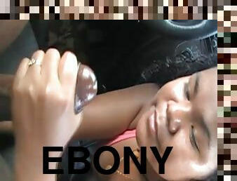 Ugly ebony girl is rubbing and blowing him in the car