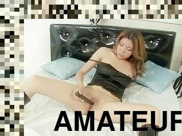 Amateur Asian masturbates through her panties