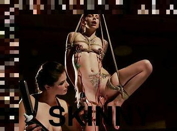 Skinny Krysta Kaos gets tied up and tortured with electricity