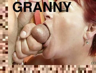 Redhead granny Eszmeralda gets her meaty pussy licked and pounded