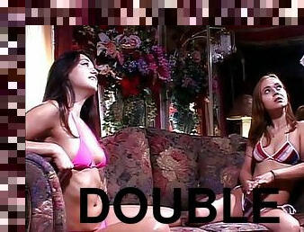 Two nice chicks give the best double blowjob ever!