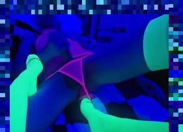 Trans and Domme Jerk Off Strap on and Blow Job  Blacklight - Lifestyle - Video 3