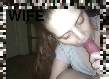 Wife sucking me while talking about my best friend