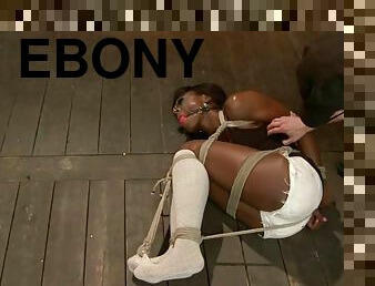 Ana Foxxx the slim ebony babe gets toyed in bondage video