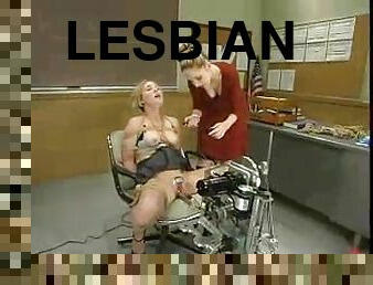 Submissive Blonde Toyed and Tortured in Lesbian BDSM in Classroom