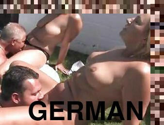 German mature women get fucked hard after swimming in a pool