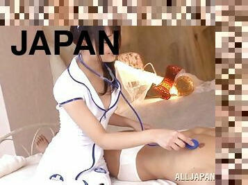 A guy gets stunningly fucked by hot Japanese nurse Kokoro Harumiy