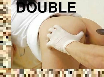 Hot double penetration for a sexy and naughty Japanese nurse