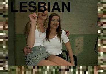 Two pretty chicks use fucking machines in their lesbian game