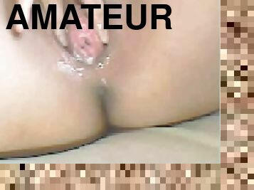 Filthy slut fucks dildo then squirt