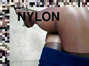Girl's legs look so hot, when she wears nylons