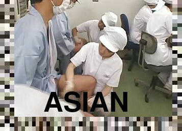 Asian nurse shows handjob skills