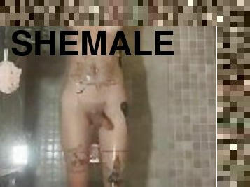 Trans girl in the shower by herself solo