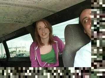 Teen redhead girl wants to gets slutty in the sex bus