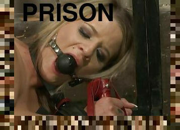Sexy Lillandra sucks a cock and gets fucked in a prison