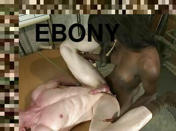 Ebony tranny Bambi Prescott torments Big Red before fucking his ass