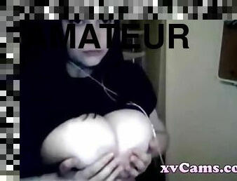 gros-nichons, amateur, webcam, mignonne, solo