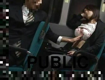 Sleepy Momo Ogura gets fucked in a bus in public