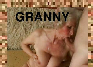 Blonde granny Norma Doing takes a wild ride on some guy's prick