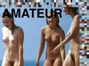 Kinky video of a few people sunbathing and having fun on a nudist beach