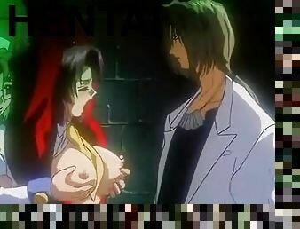 Bondage hentai gets hard threesome fucked by shemale anime nurse