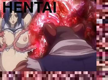 Pregnant hentai with bigboobs brutally drilled by red tentacles