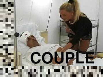 Adorable blonde girl fucks a guy in the hospital