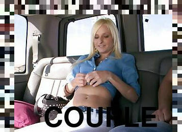 Tattooed blonde Randi Tango sucks and rides a cock in a van