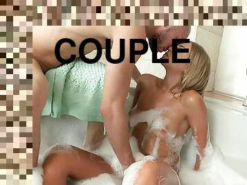 Horny Kathy having anal sex in the bubble bath