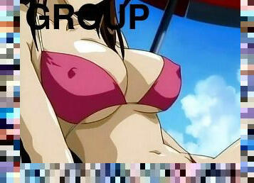 Anime sex slave in ropes pussy drilled hard in group