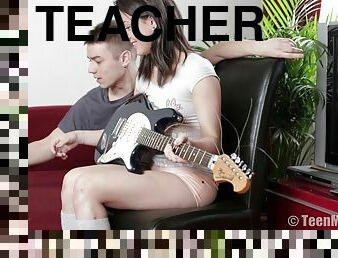 Sensual babe gets her asshole plowed by her guitar teacher