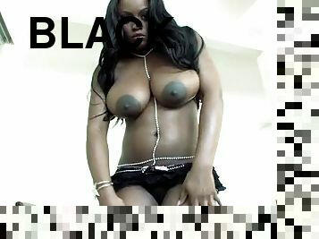 Big black titties look perfect in an interracial scene