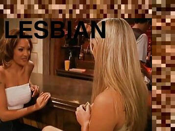 Amazing lesbian hotties having some naughty fun at the local bar