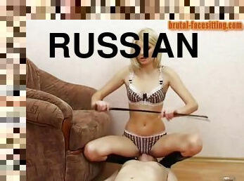 Heavy spanks refining Russian slave in femdom porn
