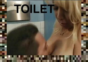 Stupid bitch taking it in the ass with head in the toilet