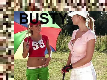 Janette and Carol are the busty golf players who love going lesbian