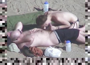 al-aire-libre, público, amateur, madurita-caliente, pareja, playa, espía, impresionante