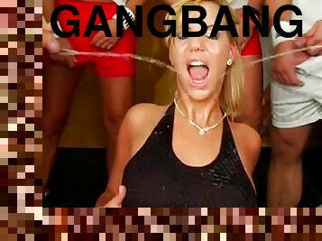 Gangbang experience for a sweet blonde with a very pretty face