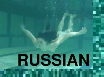 russe, ados, piscine, solo