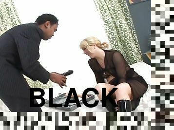 Blonde mom Lindsia gets her cunt toyed and fucked by a black dude