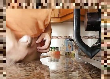 Watch me cum on the kitchen counter