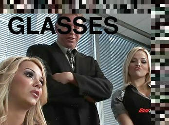 Hunk stud with glasses and a pretty blonde caught on camera in a close up shoot